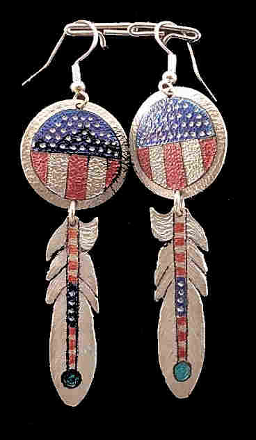 Flag and Feather Earrings