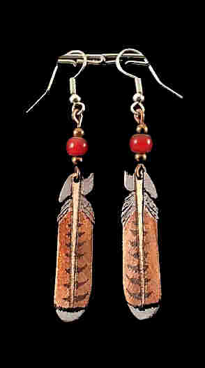 Copper Hawk Feather Earrings