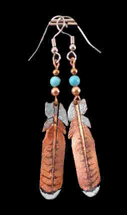 Copper Hawk Feather Earrings