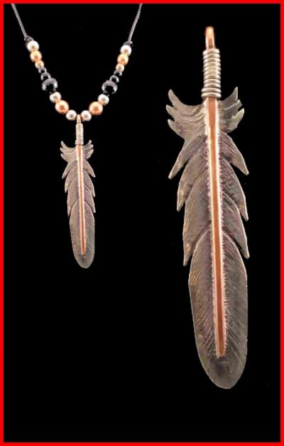 Nickel Silver feather, Copper quill